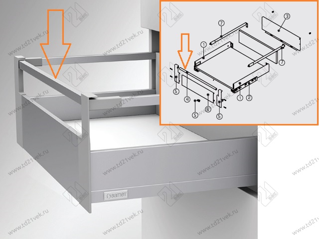 картинка FLOWBOX Передний релинг 1200 мм белый  от магазина комплектующих для производства мебели "Панорама"