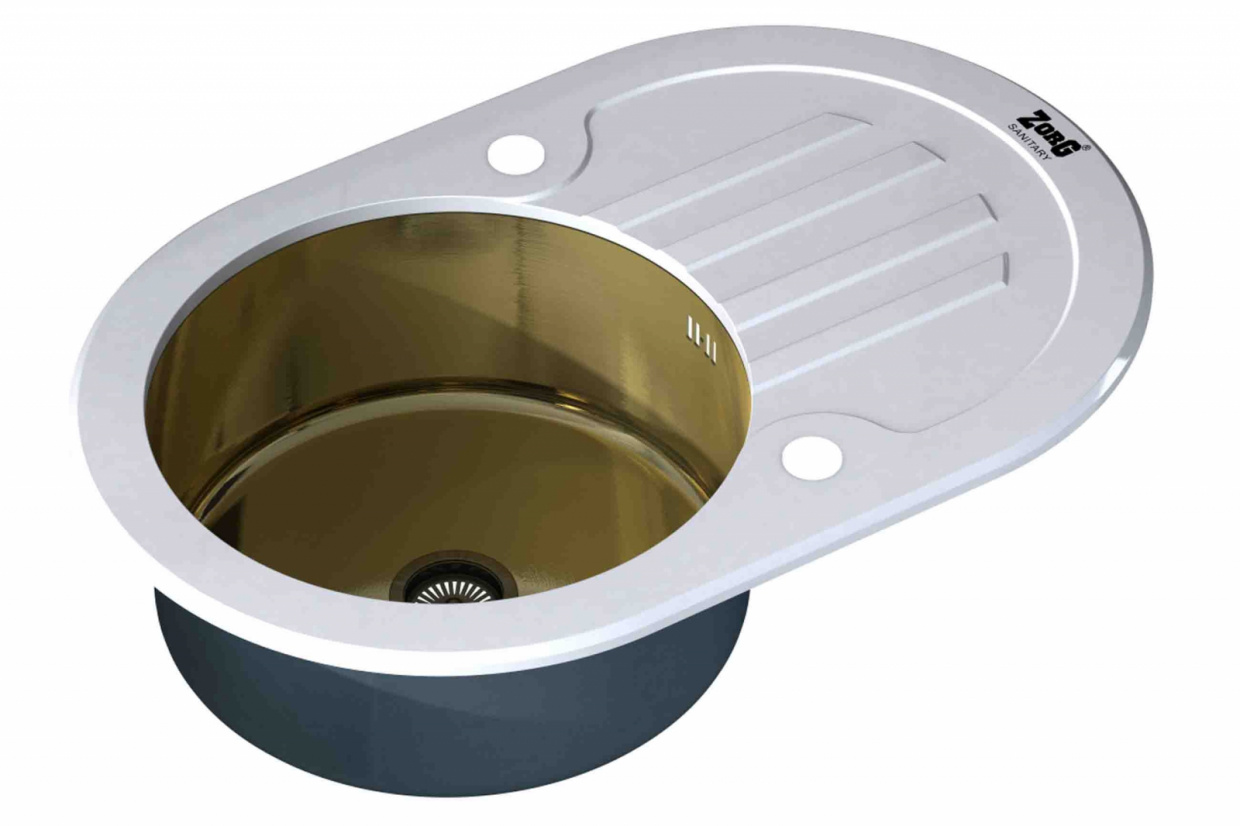 картинка МОЙКА ZorG INOX-GLASS ( GL- 7851-OV-WHITE-BRONZE) 780X510 ОВАЛ *** от магазина комплектующих для производства мебели "Панорама"