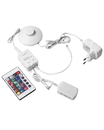 картинка Комплект для свет-ов и клипс RGB LD-ZAC6W-RGB (блок питания 6W с кабелем и ножным выключат RGB *** от магазина комплектующих для производства мебели "Панорама"